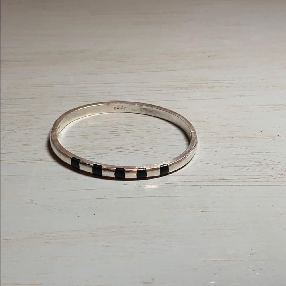 Silver and black bracelet